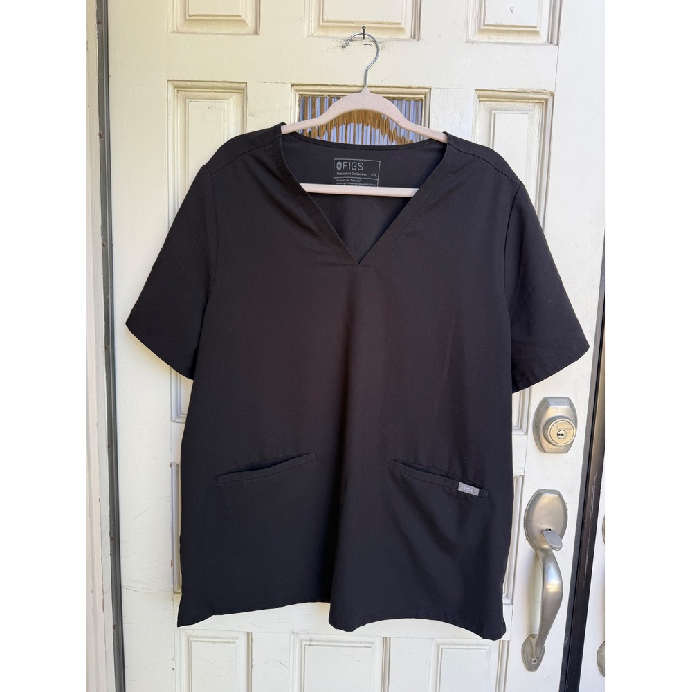 FIGS Technical Collection Black Casma V-Neck Scrub Top Size XXL FW1100